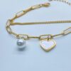 PULSERA TERMINADA CADENA GRANDE DIJE CORAZÓN NÁCAR - Image 2