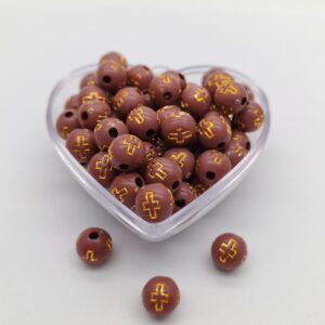 ENSAMBLE ACRÍLICO BOLA #8 CAFE CRUZ DORADA