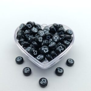 ENSAMBLE ACRILICO PASTILLA NEGRA CRUZ BLANCA