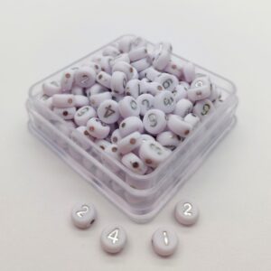 ACRILICO PASTILLA BLANCA NUMERO PLATEADO